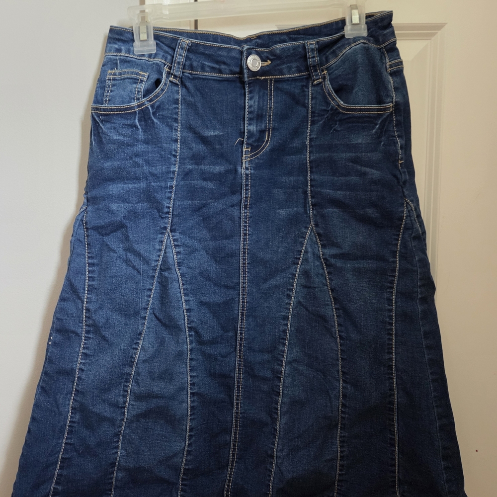 Denim Modest Midi Skirt
